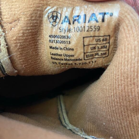 Ariat Fatbaby Brown Suede Embossed Ostrich Cowboy Boots Size 6B - Picture 14 of 15